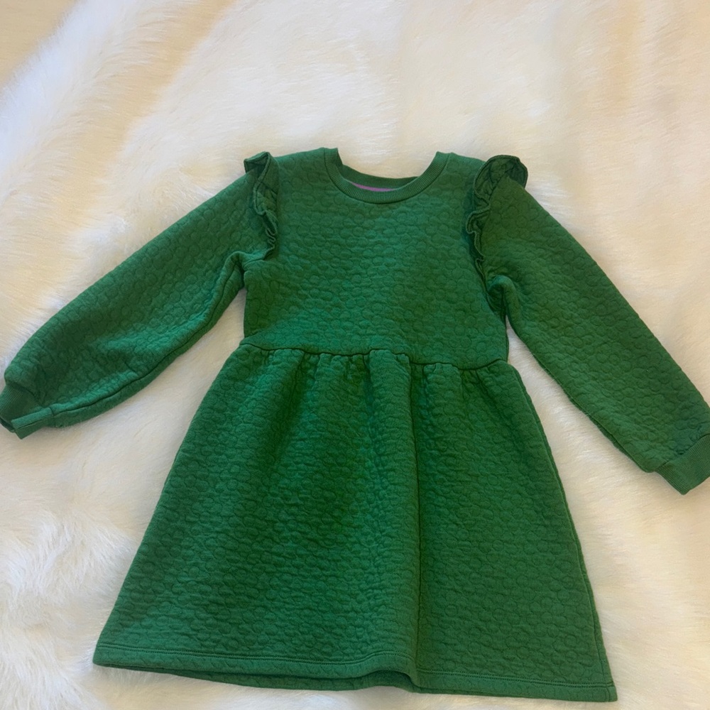Mini Boden Emerald Green Textured Dress size 6-7
